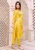 Yellow Floral Block Printed Readymade Kurta Pant Set