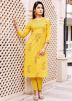 Yellow Floral Block Printed Readymade Kurta Pant Set