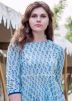 Blue Readymade Block Print Sharara Kurti Set