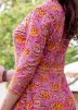 Pink Floral Readymade Block Print Kurta Set