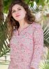 Light Pink Block Print Straight Cut Kurta Set 