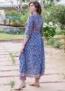 Readymade Block Print Floral Blue Kurta Set