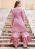 Pink Block Print Chanderi Kurti With Sharara