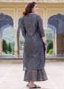 Grey Floral Block Printed Kurta Sharara Set