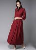 Readymade Rayon Flared Kurta Set In Maroon