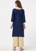 Navy Blue Straight Cut Kurta Palazzo Set