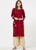 Maroon Straight Cut Kurta Palazzo Set 