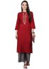 Maroon Straight Cut Long Kurta Palazzo Set