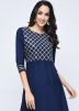 Navy Blue Gota Embellished Long Kurta Set