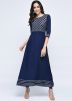 Navy Blue Gota Embellished Long Kurta Set