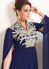 Navy Blue Cape Style Sleeved Long Kurta Set