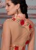 Readymade Floral Digital Print Peach Silk Gown