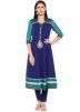 Readymade Flared Long Kurta Pant Set In Blue