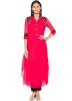 Readymade Asymmetric Red Long Kurta Pant Set