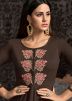 Brown Embroidered Readymade Gown