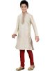 Readymade Cream Art Silk Kids Kurta Pajama