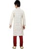 Readymade Cream Art Silk Kids Kurta Pajama