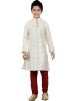 Readymade Cream Art Silk Kids Kurta Pajama