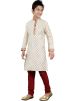 Readymade Cream Art Silk Kids Kurta Pajama