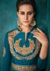 Blue Embroidered Readymade Gown