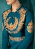 Blue Embroidered Readymade Gown