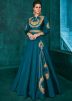 Blue Embroidered Readymade Gown