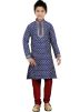 Readymade Navy Blue Art Silk Kids Kurta Pajama