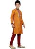 Readymade Orange Art Silk Kids Kurta Pajama