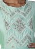 Turquoise Ruffled Readymade Embroidered Gown