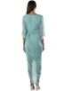 Blue Embroidered Readymade Draped Gown