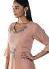 Peach Embroidered Bell Sleeves Readymade Gown