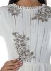 Readymade White Embroidered Bell Sleeves Pleated Gown 