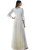 Readymade White Embroidered Bell Sleeves Pleated Gown 