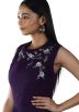 Readymade Purple Floral Embroidered Draped Gown