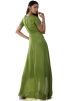 Readymade Green Asymmetric Embroidered Gown 