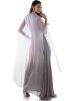 Readymade Grey Draped Gown With Embroidered Cape