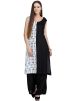 White Black Block Print Readymade Kurta Palazzo Set