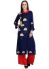 Blue Rayon Embroidered Kurta Palazzo Set