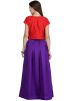 Purple Pleated Readymade Long Skirt With Top