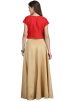 Readymade Beige Dupion Silk Long Skirt Top Set