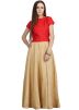 Readymade Beige Dupion Silk Long Skirt Top Set