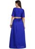 Blue Pleated Flared Dupion Silk Skirt With Top