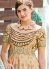 Peach and Beige Shaded Floral Digital Print Indowestern Gown