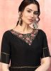 Black Art Silk Tiered Style Embroidered Gown