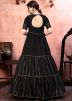 Black Art Silk Tiered Style Embroidered Gown