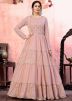 Pink Georgette Tiered Style Sequins Embellished Gown