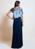 Navy Blue Tie Dye Printed Cape Style Gown