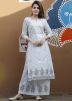 Readymade White Gota Patti Work Kurta Palazzo Set