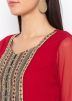 Red Embroidered Straight Cut Kurta Palazzo Set