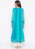 Turquoise Embroidered Asymmetric Kurta Pant Set